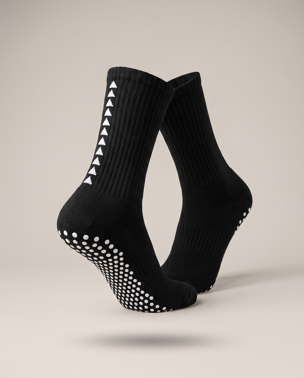Runegrip grip socks in black with white triangle stripe and grip sole