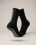 Runegrip grip socks in black with white triangle stripe and grip sole