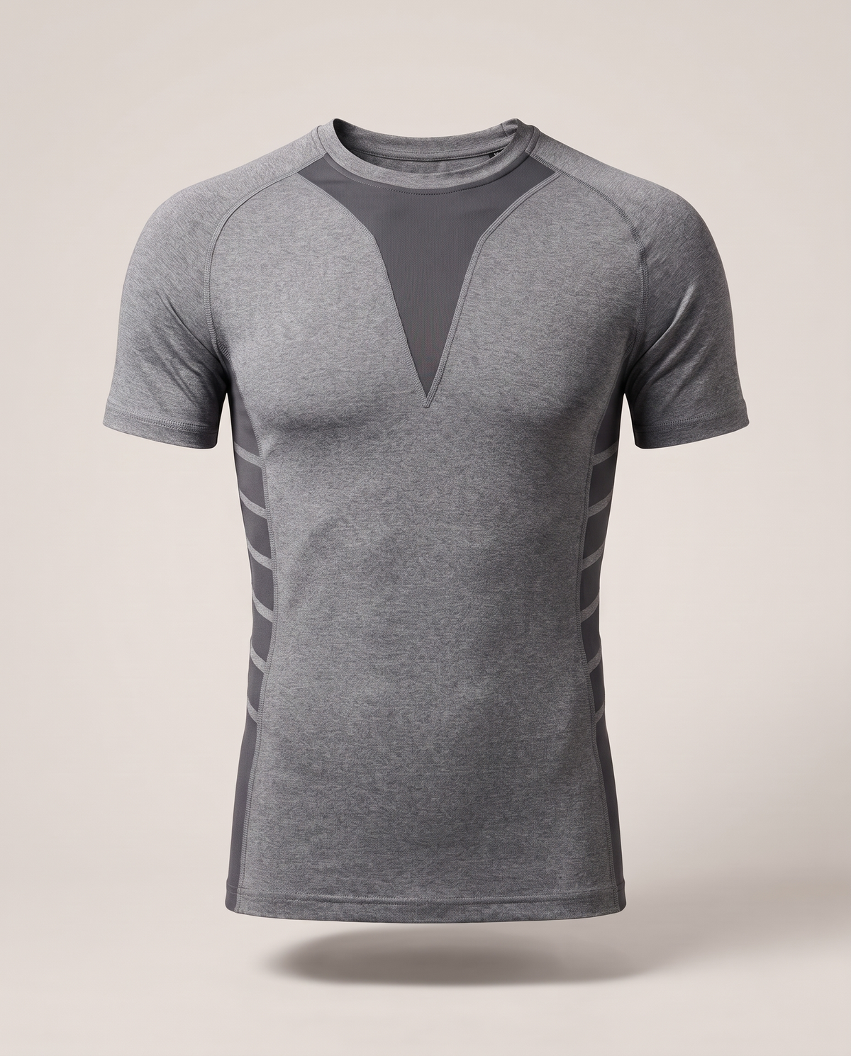 Shieldwall compression tee in grey, front view