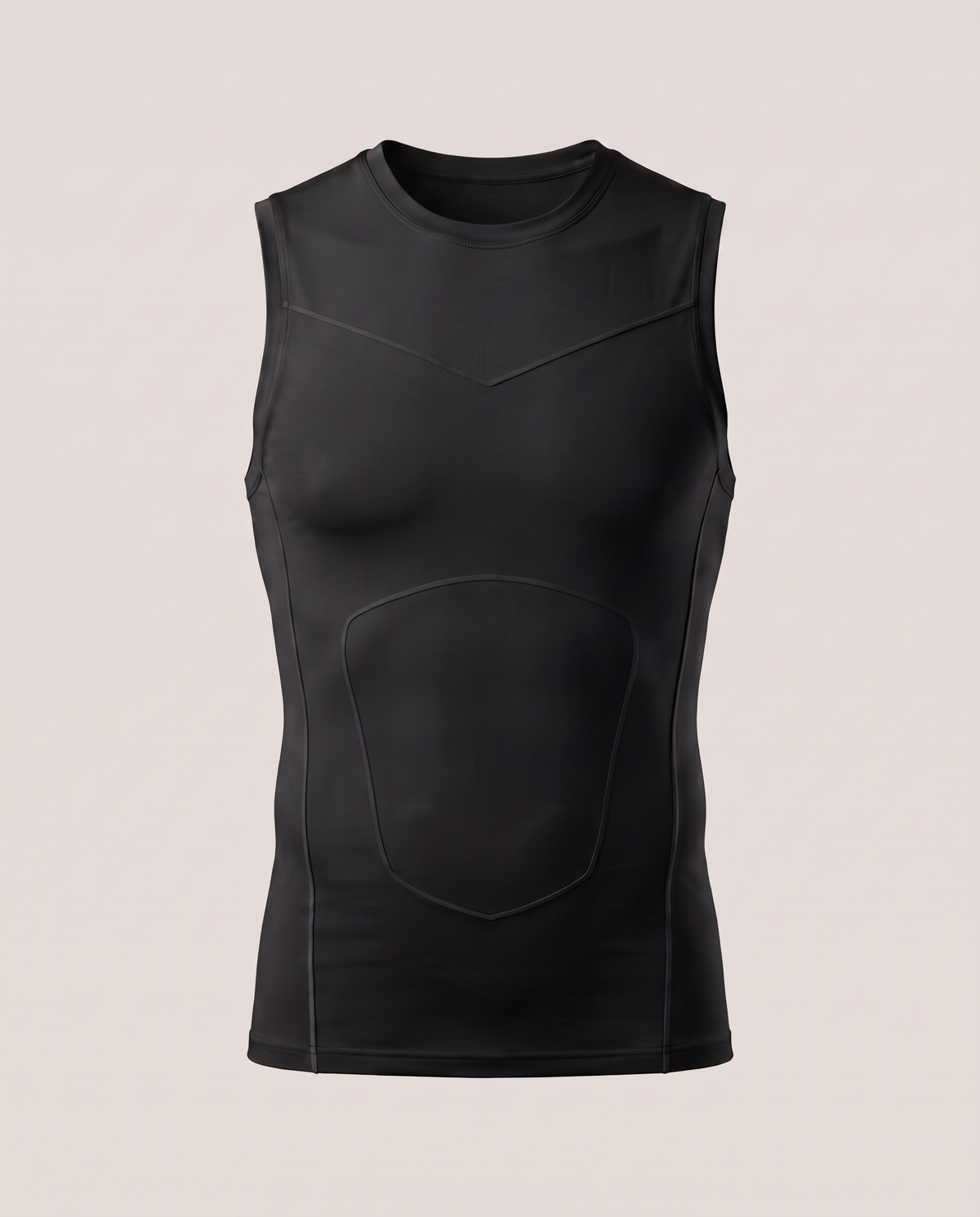 Primal Vest compression tank in blackout solid black, front view
